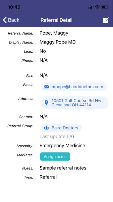 MI Contact Screenshot