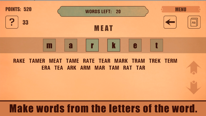 Поиск слова из слов и букв