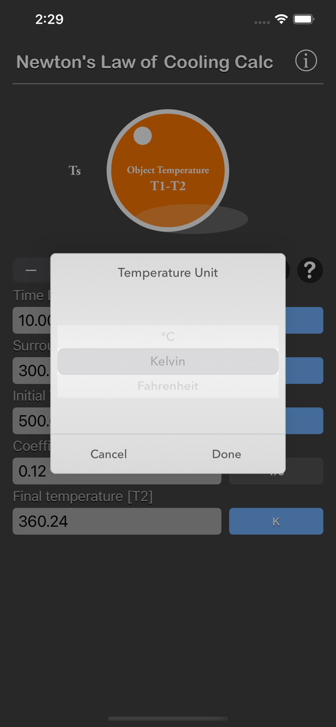 Newtons Law of Cooling Calc