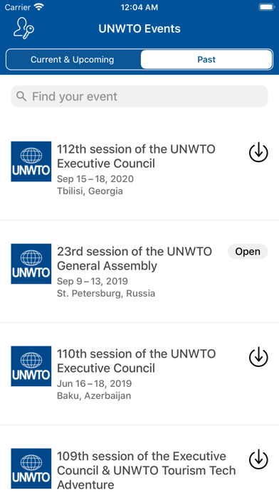 UNWTO Events Screenshot