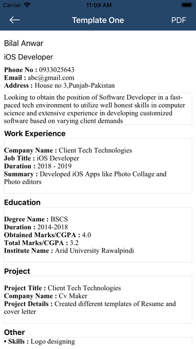 Easy CV & Cover Letter Maker Screenshot