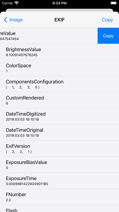 Phototronic Metadata Screenshot
