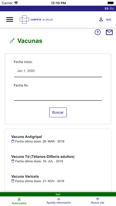 Carpeta de Salud Screenshot