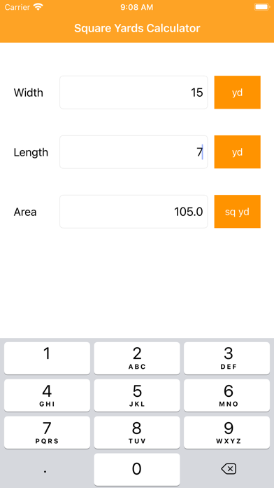 Square Yards Calculator Screenshot