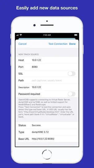 Capture d'écran de OpenADSB sur iPhone 9