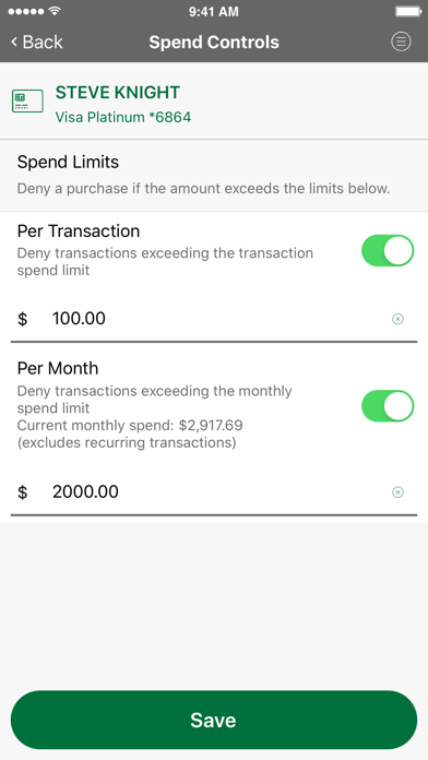 Merchants Bank Credit Card App Screenshot