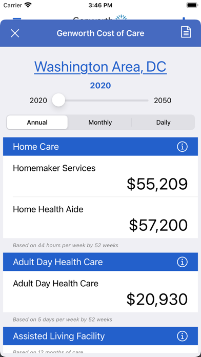 Genworth Cost of Care Screenshot