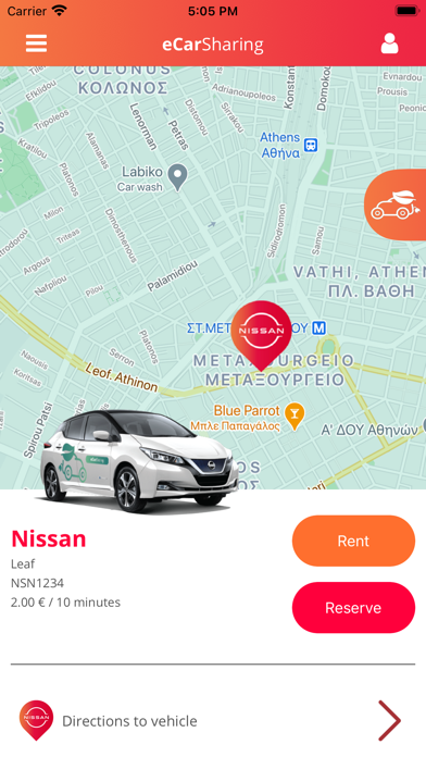 Nissan eCarSharing Screenshot