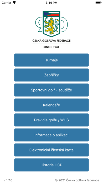 Česká golfová federace Screenshot