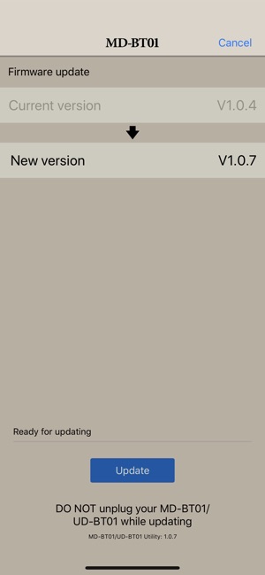 MD-BT01/UD-BT01 Utility im App Store