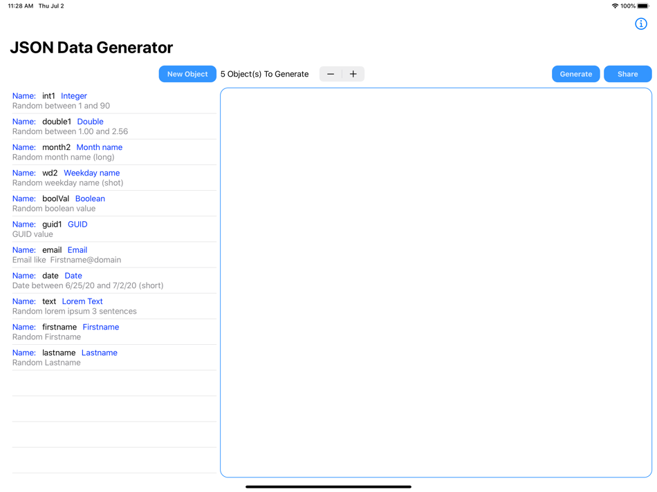JSON Data Generator - 1.1 - (macOS)