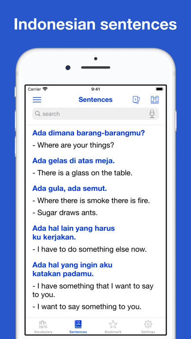 Indonesian Vocab & Sentences Screenshot