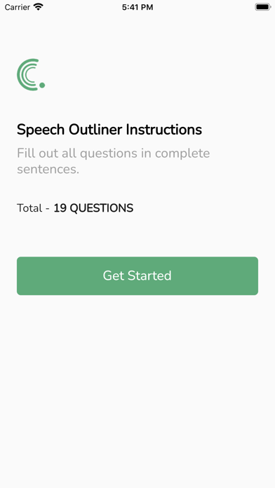 College Speech Outliner App Screenshot