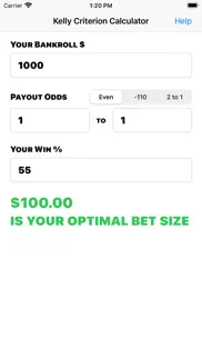kelly criterion calculator iphone screenshot 1