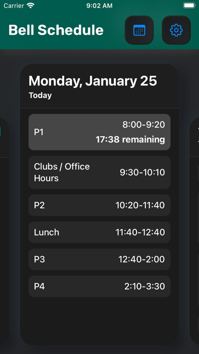 School Bell Schedule Screenshot