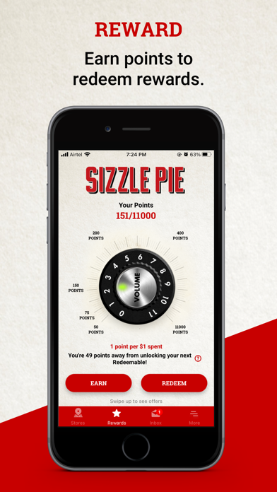 Sizzle Pie Rewards Screenshot