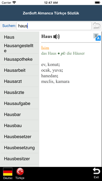 Almanca Türkçe Sözlük -Zensoft Screenshot