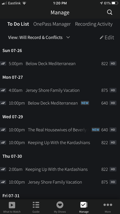 Eastlink TiVo Screenshot