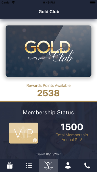 Gold Club Loyalty Program Screenshot