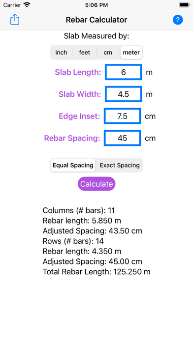 Rebar Grid Calculator Screenshot