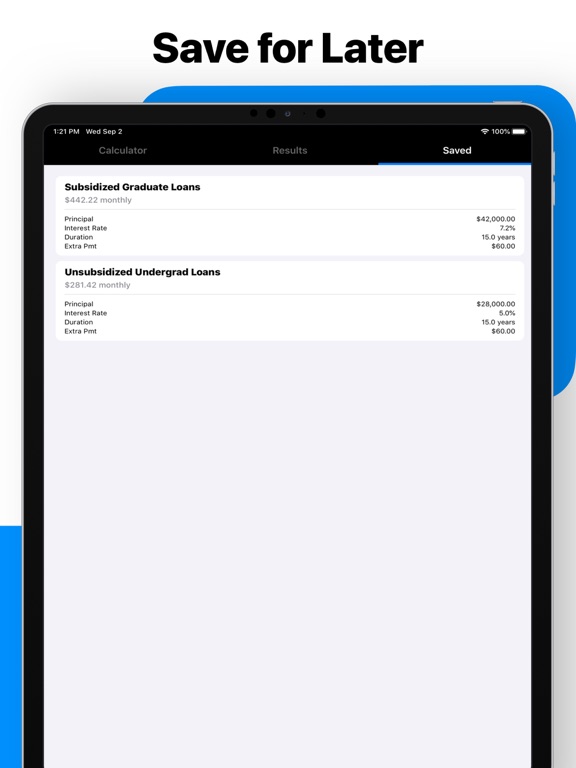 Student Loan Calculator iPad screenshot 6 - Utilities app