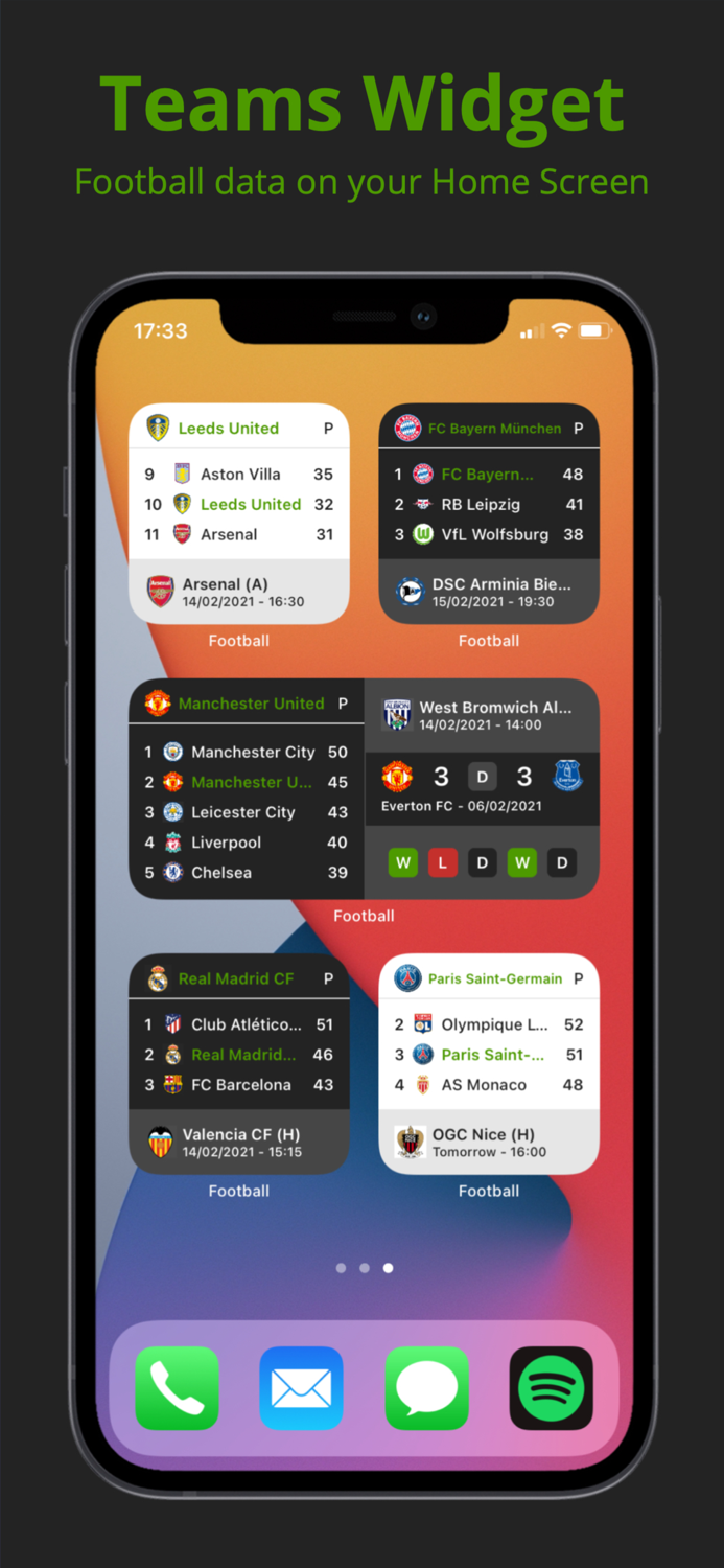 Teams - Soccer Widget