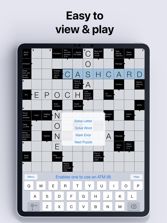 Clean Crosswords – the Free Crossword Puzzle App for iPad screenshot