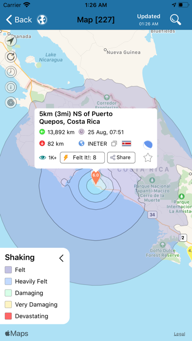 Earthquake+ Alerts, Map & Info Screenshot