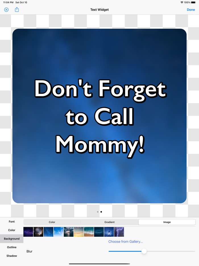 Text Widget on Home Screen