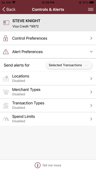 Citizens Alliance Bank Card Screenshot