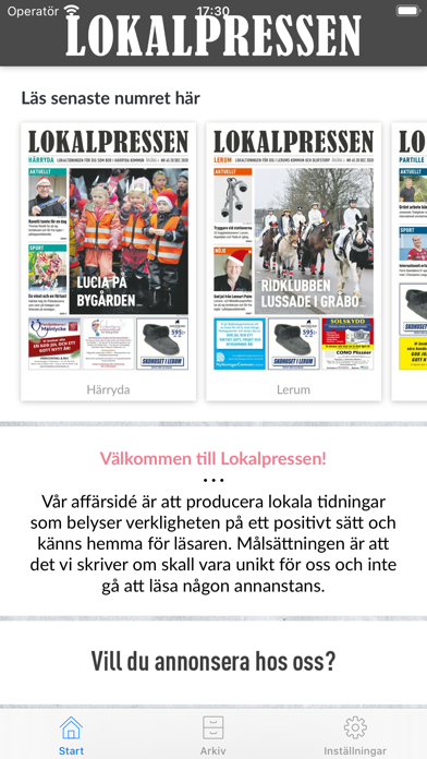 Lokalpressens e-tidning Screenshot