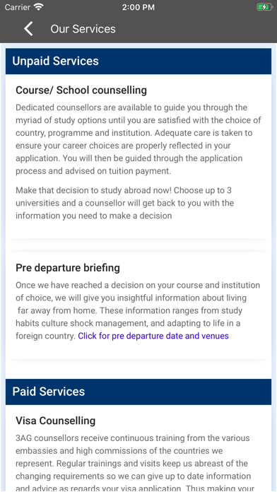 3AG Study Abroad Screenshot