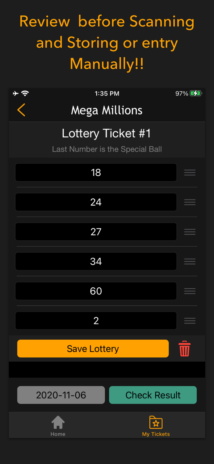 Lottery results-Ticket scanner