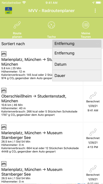 MVV - Radroutenplaner Screenshot
