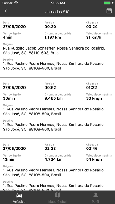 Conexão Rastreadores Screenshot