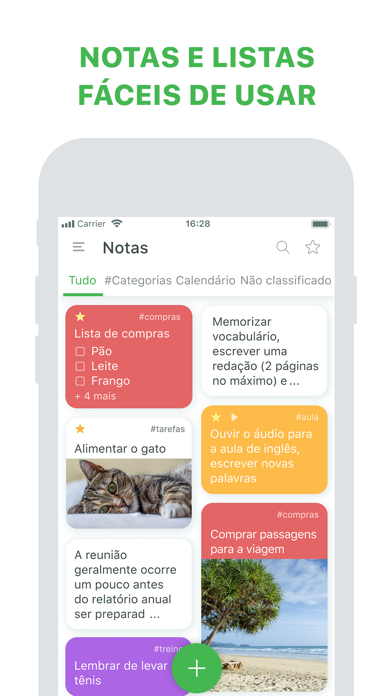 Bloco de notas, listas