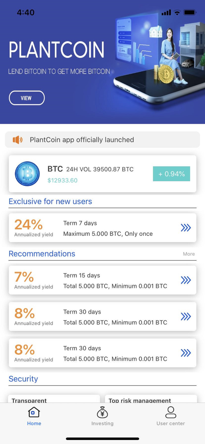 PlantCoin - Earns bitcoin app