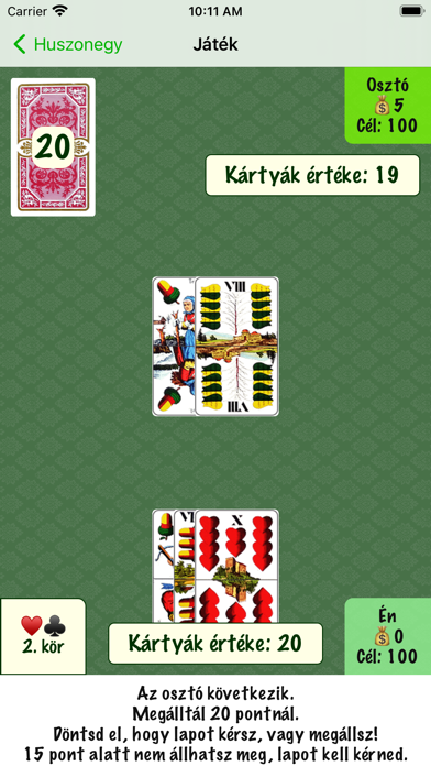 Huszonegy (magyar kártyával) Screenshot