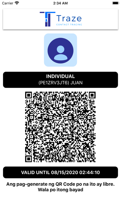 Traze Contact Tracing Screenshot