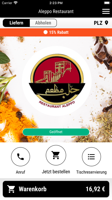 Aleppo Restaurant Screenshot