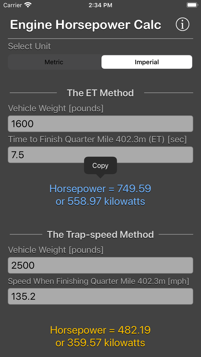Engine Horsepower Calculator