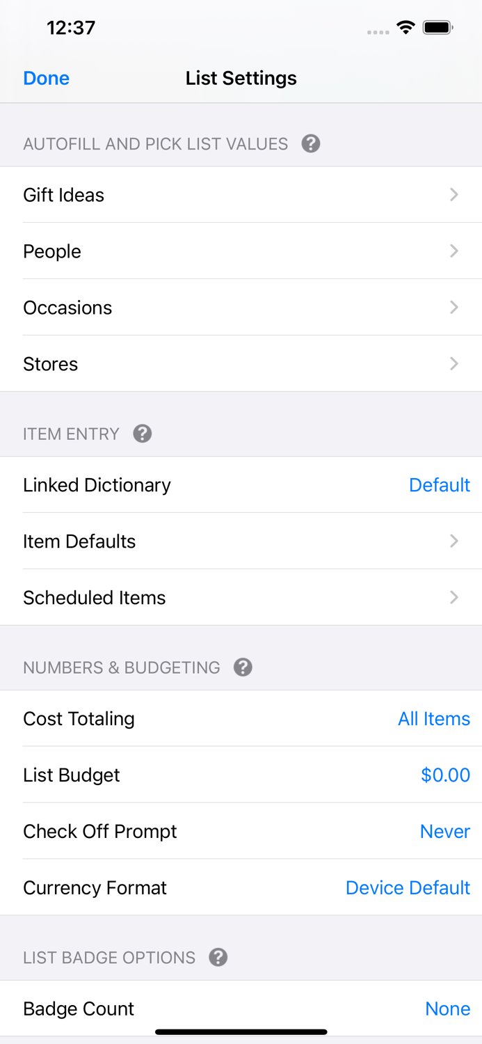 Gift List Budget Shopper