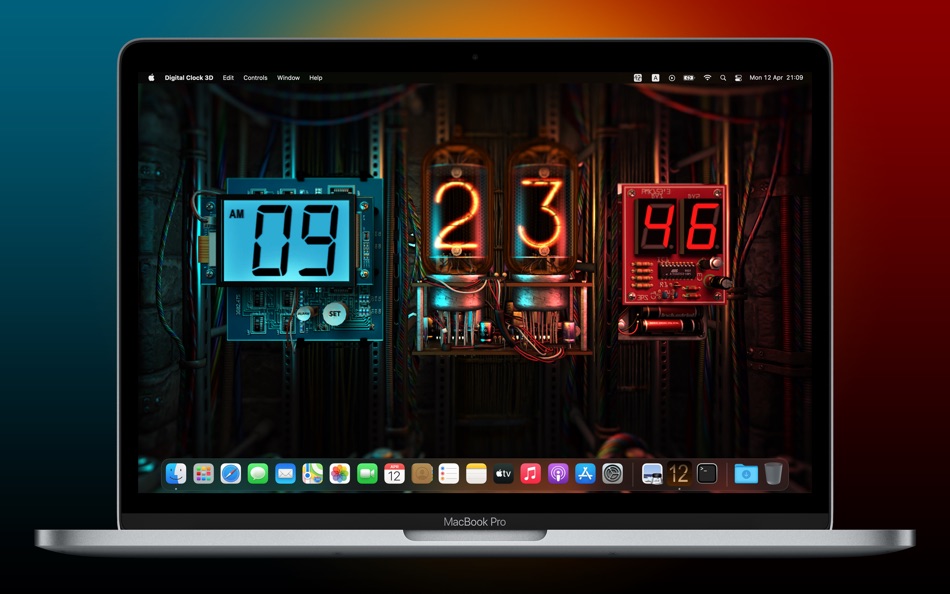 #1. Digital Clock 3D (macOS) 由: 3Planesoft