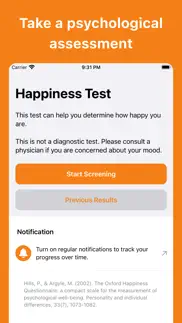 happiness test · iphone screenshot 1