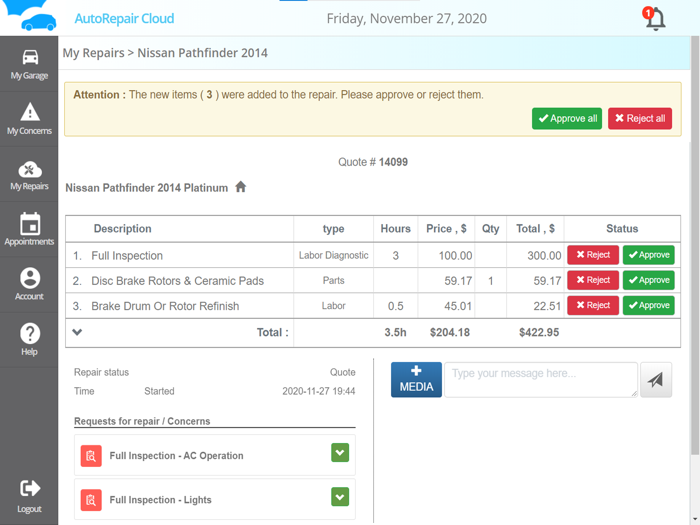 AutoRepair Cloud for iPad