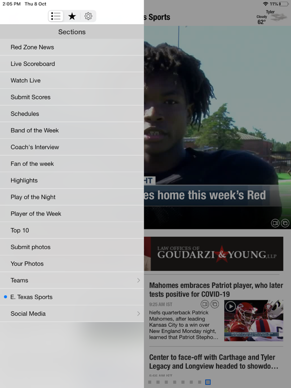 KLTV and KTRE Red Zone iPad screenshot 2 - Sports app