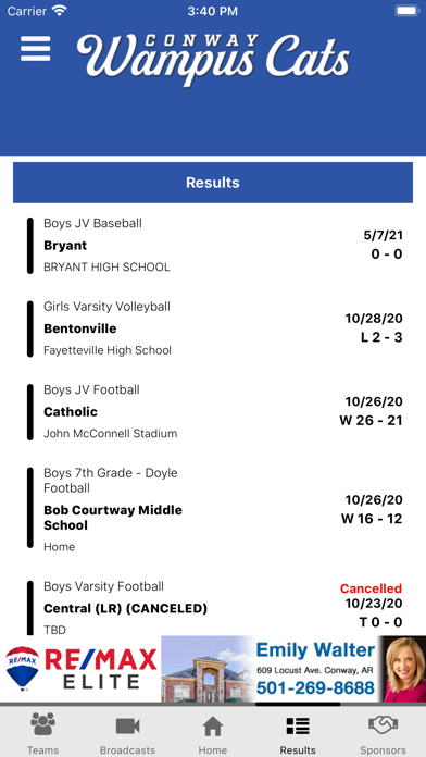 Conway Wampus Cats Athletics Screenshot