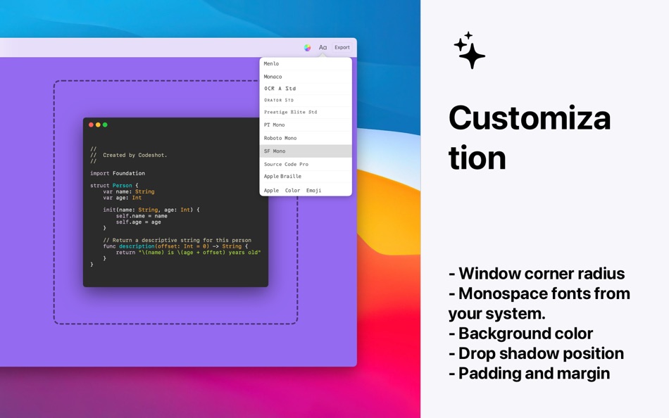 #3. Codeshot (macOS) By: Sarun Wongpatcharapakorn