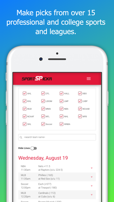 Sportspickr Screenshot