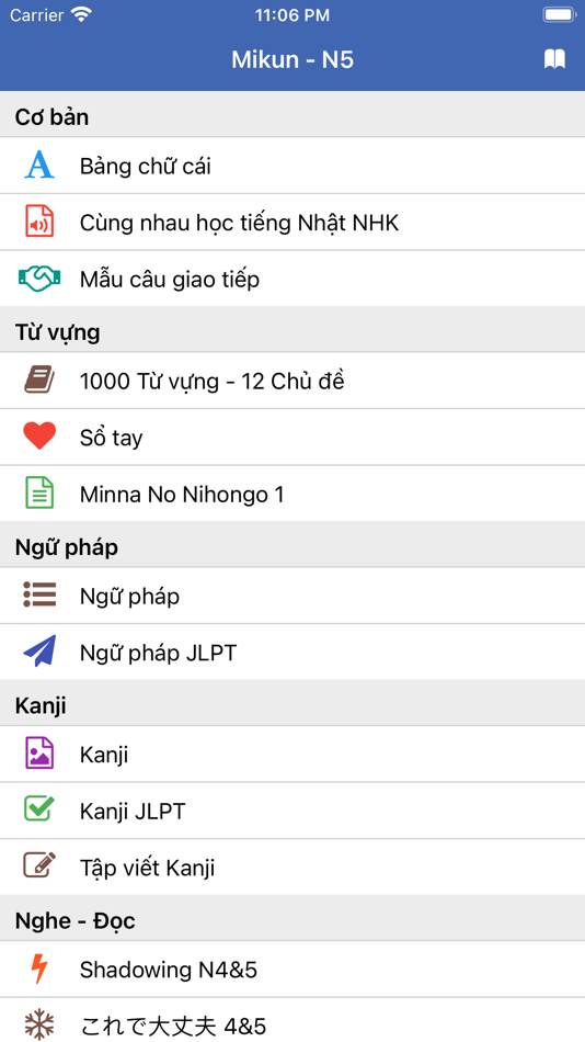 #1. Học tiếng Nhật N5 N1 - Mikun (iOS) 由: Minh Pham